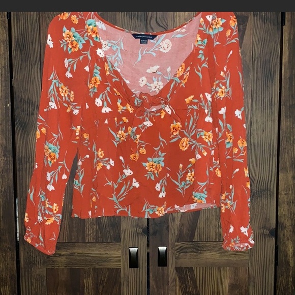 American eagle bundle two floral print tops size XS tunic and cropped - Picture 4 of 8
